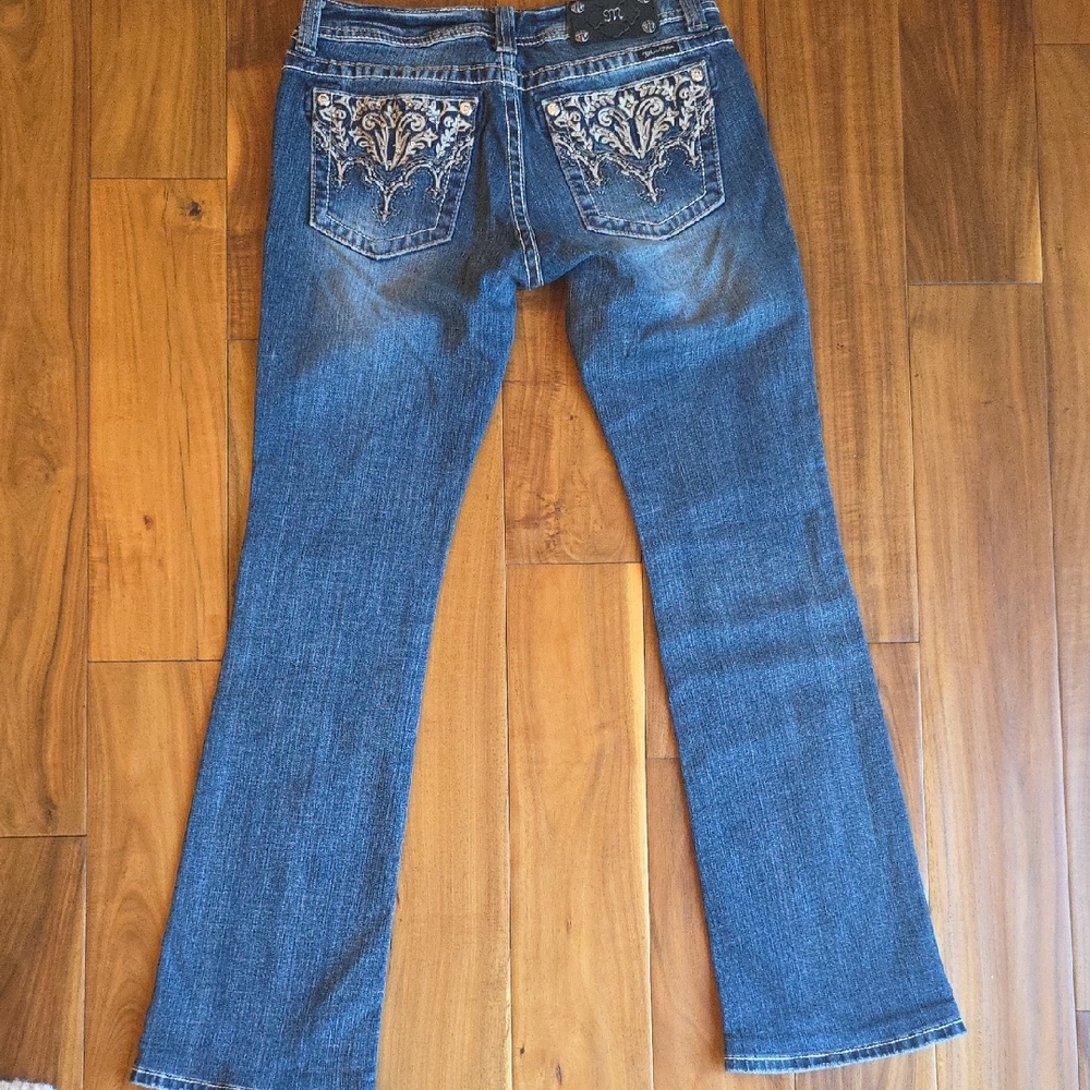 Miss Me Blue Boot Cut Jeans with Embroidery